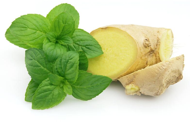 Ginger and mint in the composition